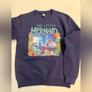 The little mermaid adult small crew neck sweatshirt- new
